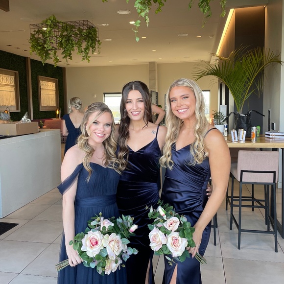 Navy Velvet Revelry Bridesmaids/Prom Dress - Picture 1 of 7